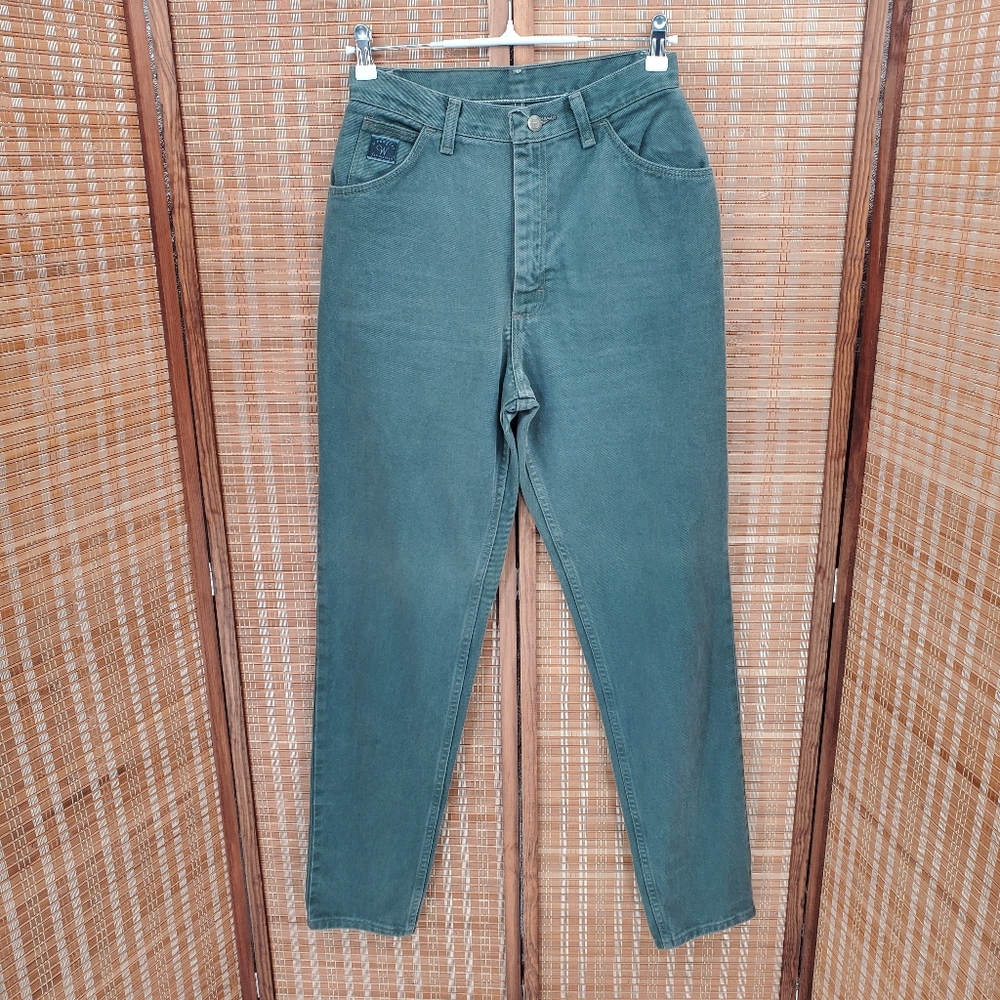 ◇ Vintage Wrangler High Waist Tapered Leg Jeans In Green Size 2